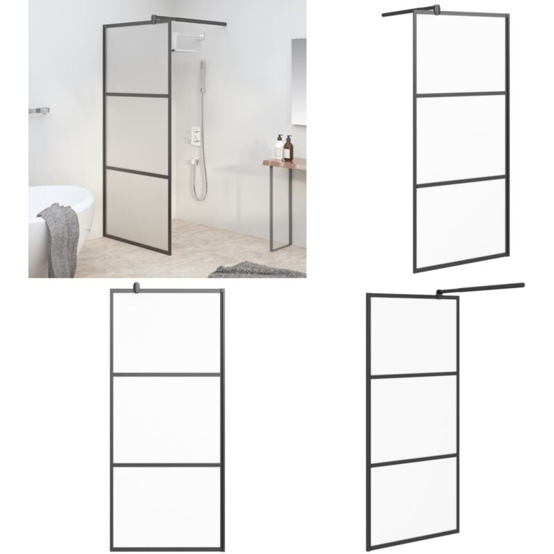 Duschwand für Walk-In Dusche 80x195 cm esg Mattiert Schwarz - Duschabtrennung - Duschwand - esg Glas - Walk-in Dusche - Moderne Dusche - Home & Living