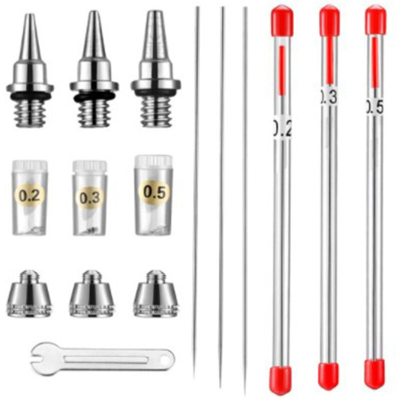 Düsenkappe, Nadel und Düse für Airbrush, 0,2 mm, 0,3 mm, 0,5 mm, Airbrush-Ersatzteile (FF-3NONE)