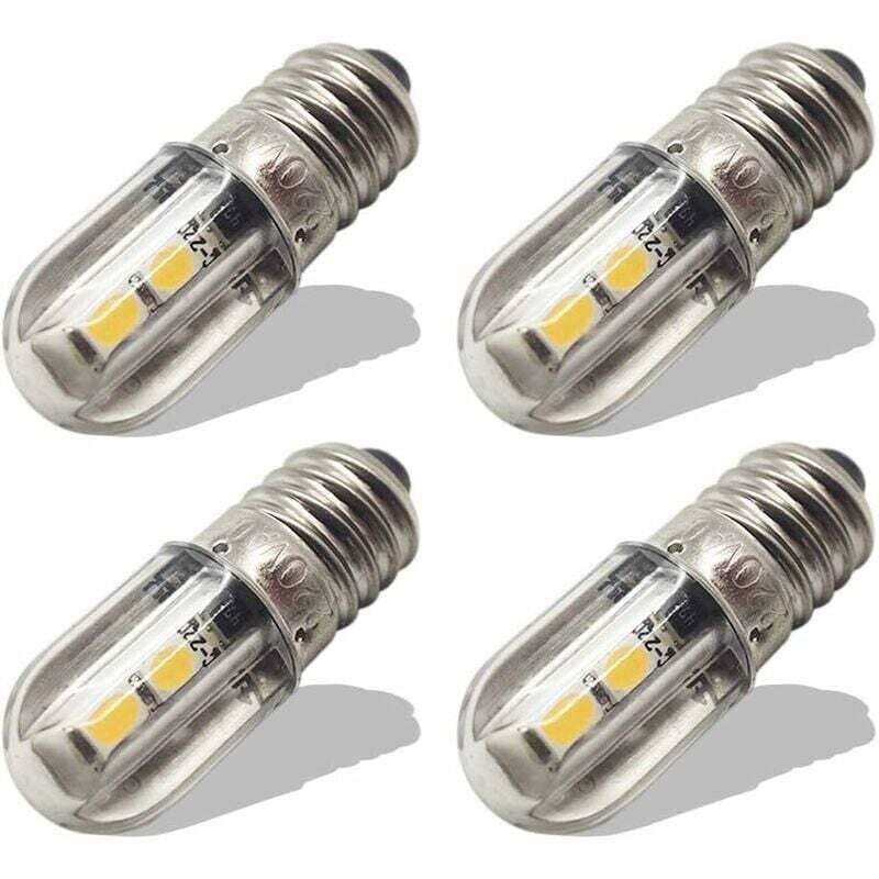 E10 LED-Lampe 220V 230V AC Energiesparende LED-Kontrollleuchte 8mm Schraubsockel 3030 4SMD Chipsets LED-Upgrade-Lampe, Warmweiß (4er-Pack)