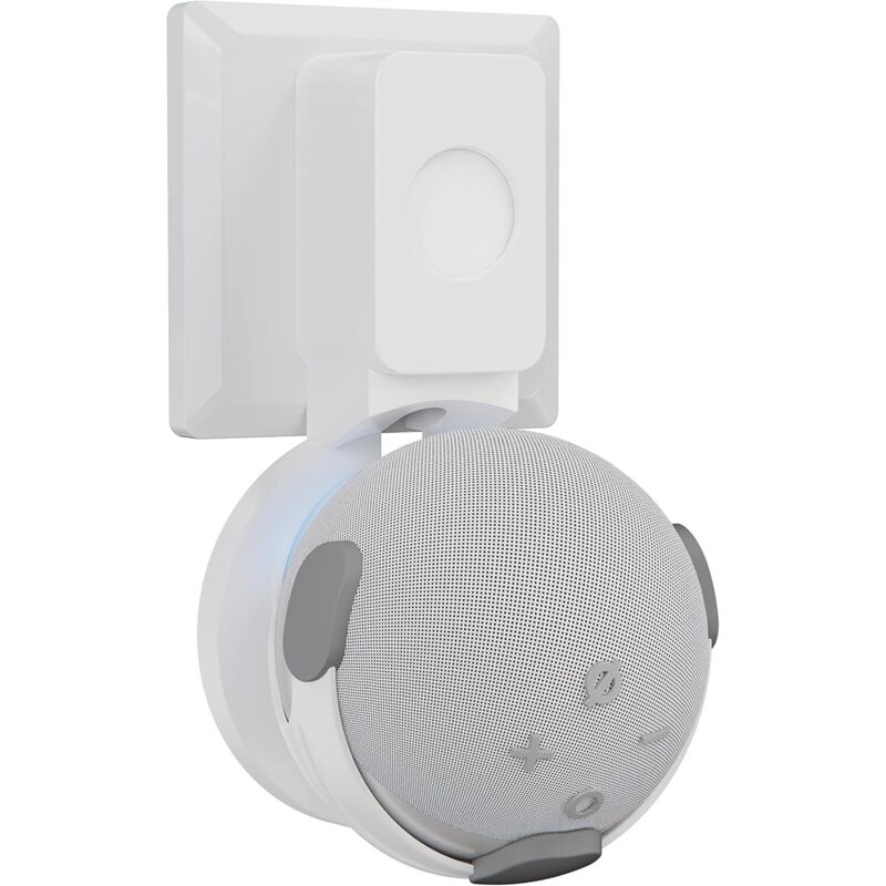 Wandhalterung mit integriertem Kabelmanagement für Echo Dot 4 / Echo Dot 5, schraubenlos, Lautsprecher-Zubehörgestell (Amazon Echo Dot 4/5, Weiß) M6