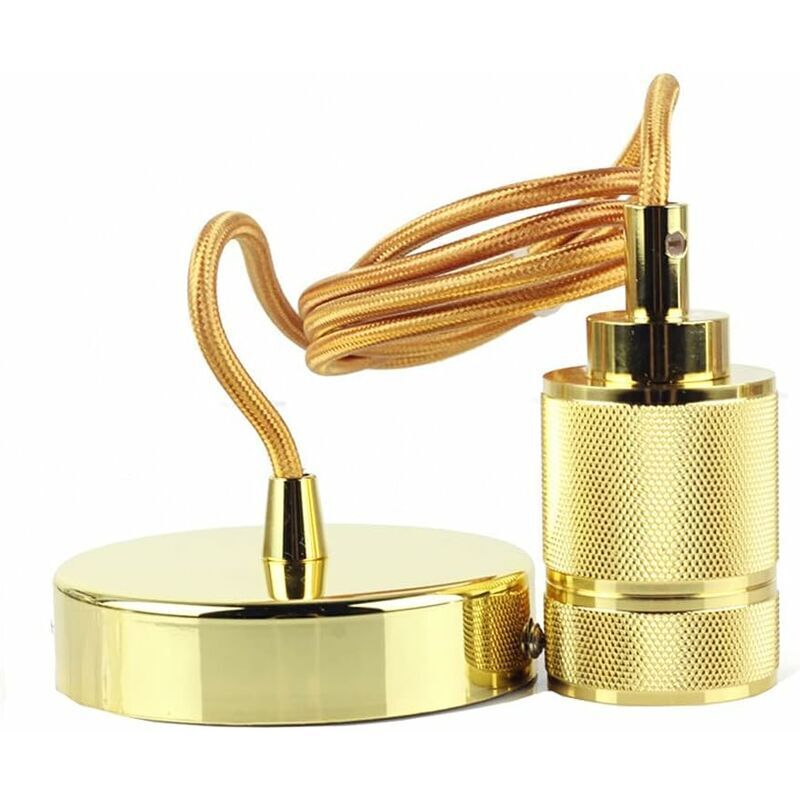 E27 Douille de Lampe Suspension en Métal Pendule corde 150CM Retro Suspension Lampe de Chaîne en Cuivre Laiton Couleur Cuivre itulaire DIY Lampe