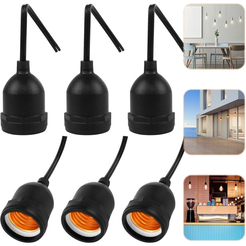 E27-Fassungen, 6 Stück, wasserdichte E27-Lampenfassung, hochwertige, wasserdichte E27-Lampenfassungsadapter für Glühlampen und LED-Lampen oder für