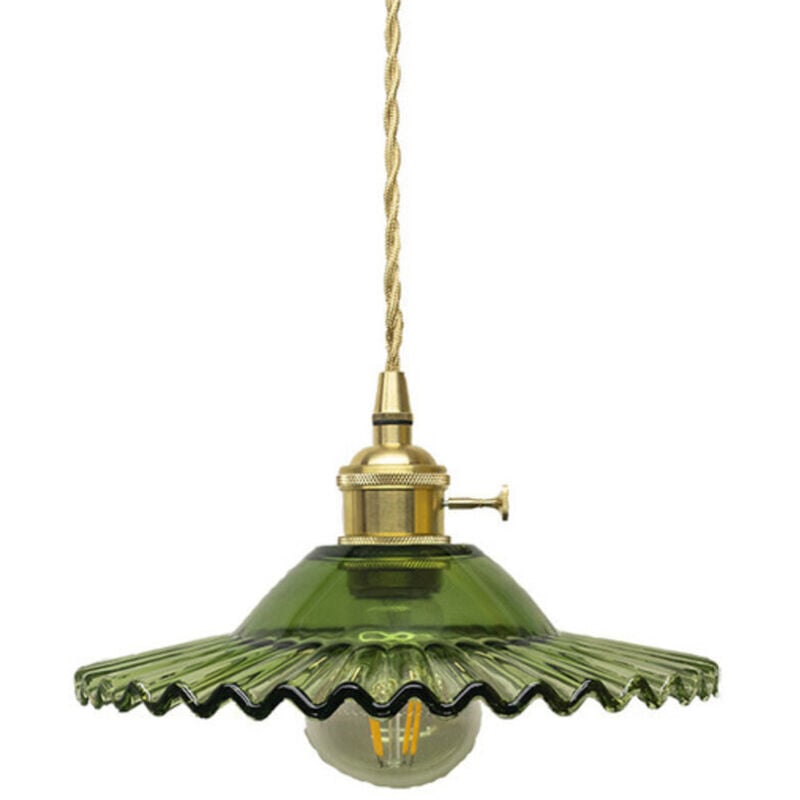 E27 Industrielle Vintage-Glas-Pendelleuchte, Retro-Glas-Pendelleuchte, Industrielle Deckenleuchte, Pendelleuchte, Hängeleuchte (Grünes Glas ohne S)
