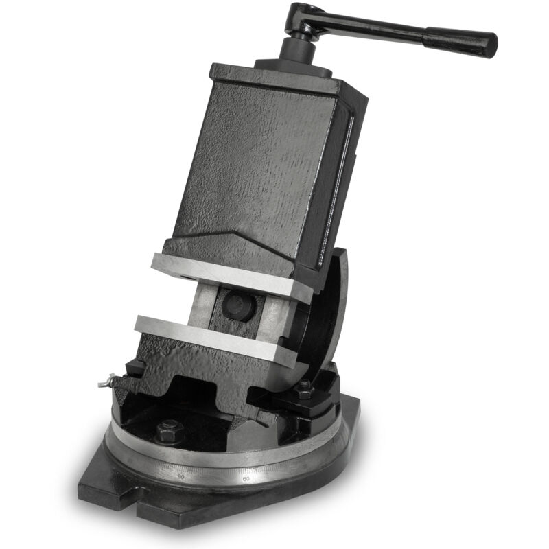 Eberth - Maschinenschraubstock drehbar und kippbar aus Stahlguss, Max. Spannbreite 125mm, Backenbreite 160mm, Schraubstock für Bohrmaschine,