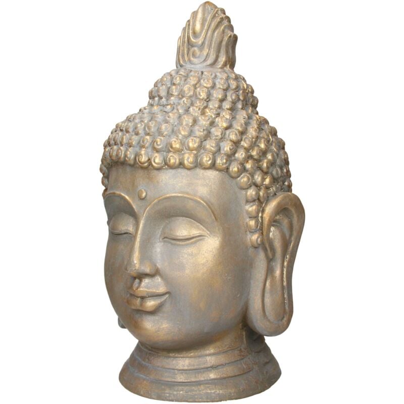 Buddha Figur Kopf Statue 74,5 cm, aus Polyresin, Bronzeoptik, für Yoga, Feng Shui oder Meditationsraum, Haus, Wohnung & Garten, Innen/Außen,