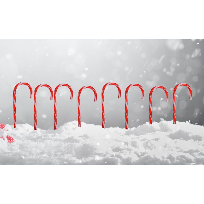 LED-Lichterkette Zuckerstangen 8er-Set Weihnachtsbeleuchtung Weihnachtsdeko Gartenbeleuchtung Gartendeko Winterdekoration Zuckerstange