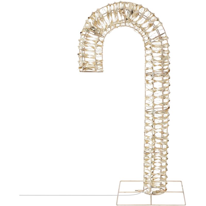 Ecd Germany - LED-Zuckerstange 75 cm in Gold mit LED-Beleuchtung, Metall Leuchtstab mit 400 warmweißen LEDs, Timer 6 Std, Weihnachtsbeleuchtung IP44