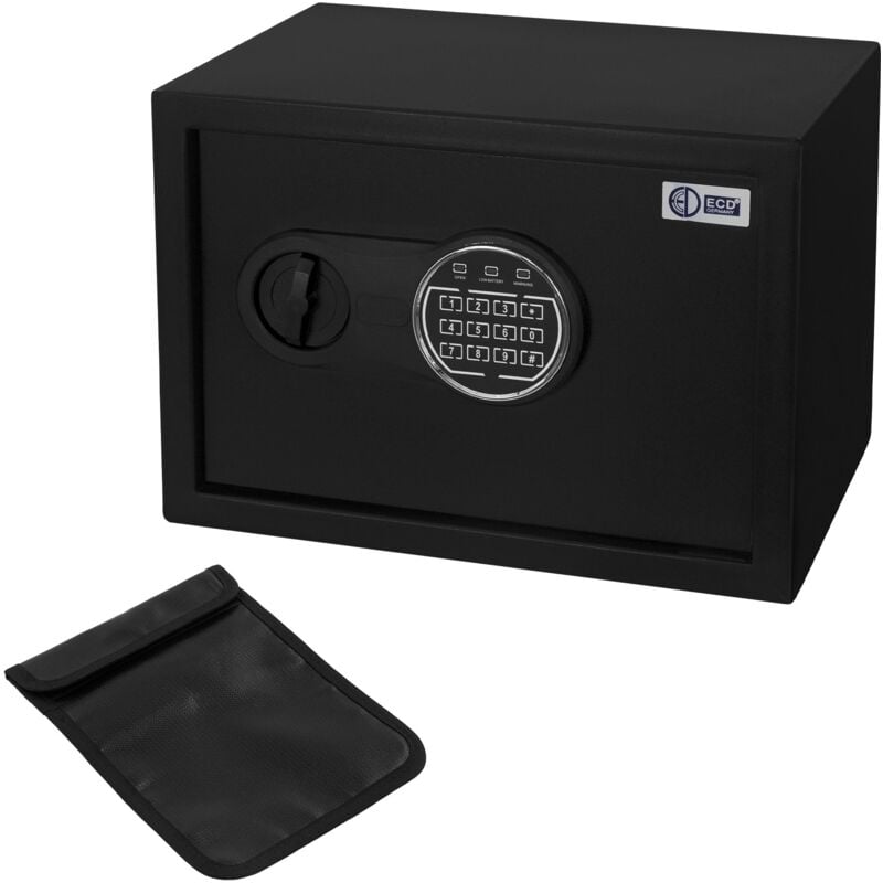 ECD Germany Safe Tresor 16L 35x25x25cm, stabiler Stahl, Wandtresor mit Sensorlicht & Digitale Tastatur für Schmuck Bargeld Dokumente, Elektronischer