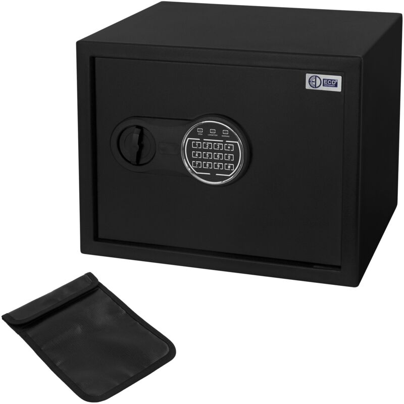 ECD Germany Safe Tresor 27L 38x30x29,5cm, stabiler Stahl, Wandtresor mit Sensorlicht & Digitale Tastatur für Schmuck Bargeld Dokumente,
