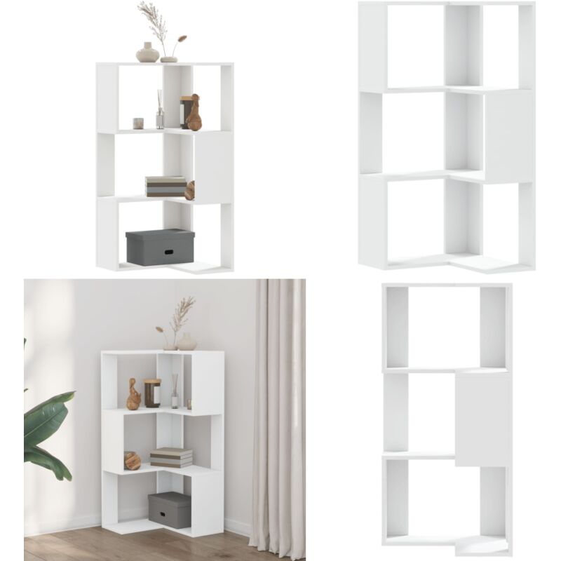 Eck-Bücherregal 3 Böden Weiß 50x50x102 cm Holzwerkstoff - Bücherregal - Holzregal