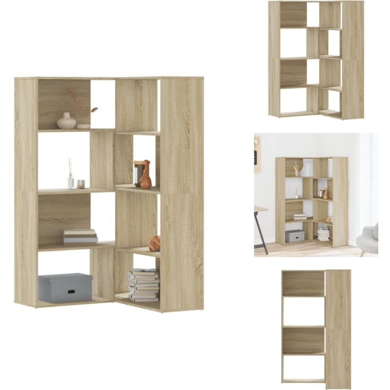 Eck-Bücherregal 4 Etagen Sonoma Eiche 85x85x140cm Holzwerkstoff - Eck-Bücherregal - Eck-Bücherschrank - Eck-Bücherschranke - Regal Ecke