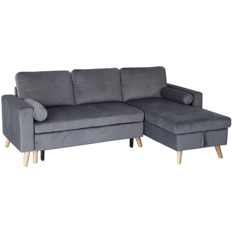 Eck-Couchgarnitur james 3-Sitzer in grauem Velours