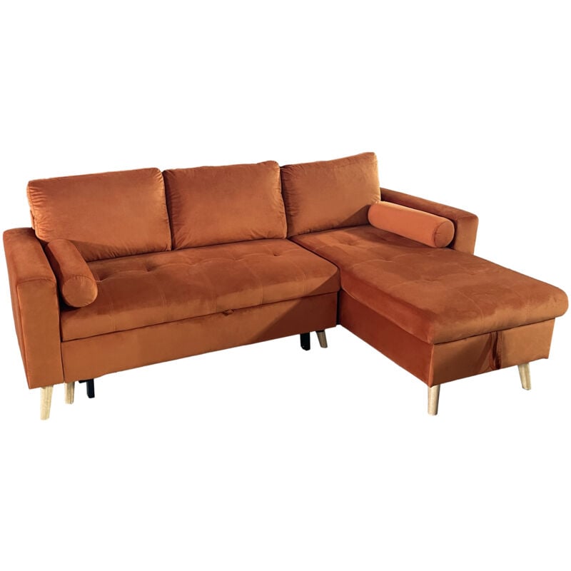 Happy Garden - Eck-Couchgarnitur james 3-Sitzer in Velours Terracotta
