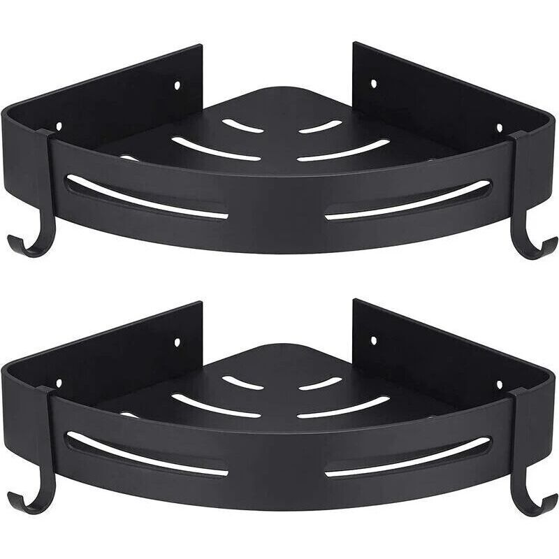 Eck-Duschregal, schwarz, ohne Bohren, Badezimmer-Aufbewahrung, Dusche, Badezimmerzubehör, Badezimmer-Seifenhalter, Unterstützung der Dusche, kein