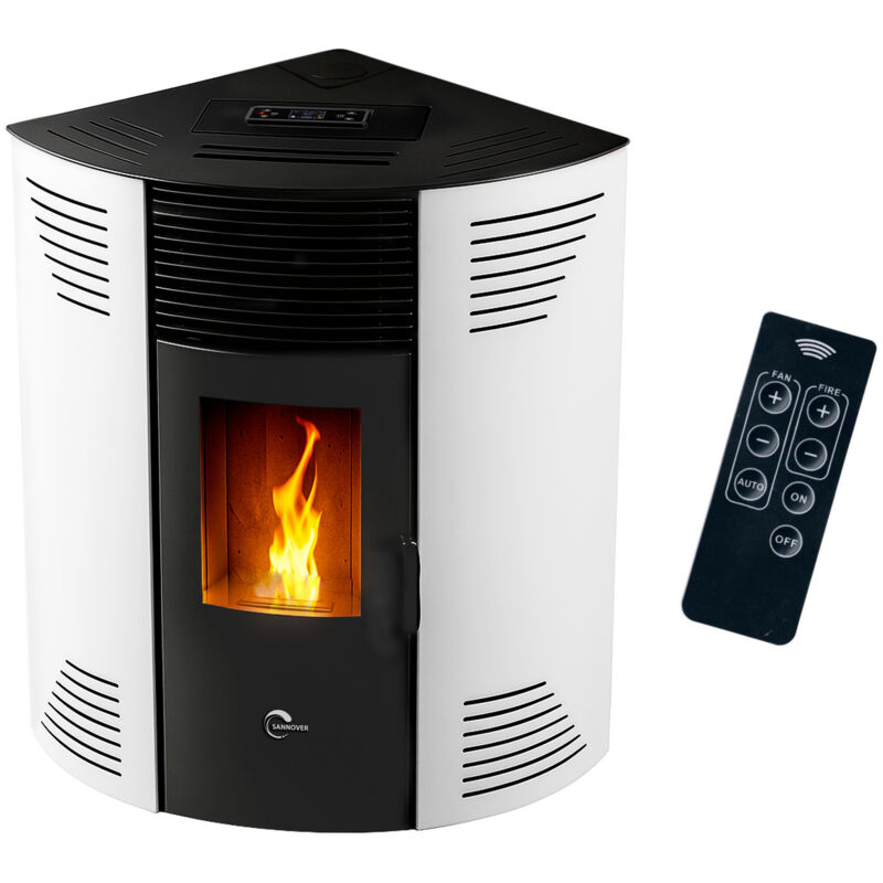Eck-Pelletofen Iseos 12,2 kW Weiß Sannover