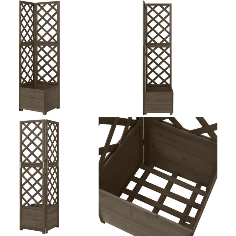 Vidaxl - Eck-Spalier mit Pflanzkasten Grau 40x40x150cm Massivholz Tanne - Eck-Spalier - Gartensortiment - Holzspalier - Tannenzapfen - Blumenerde
