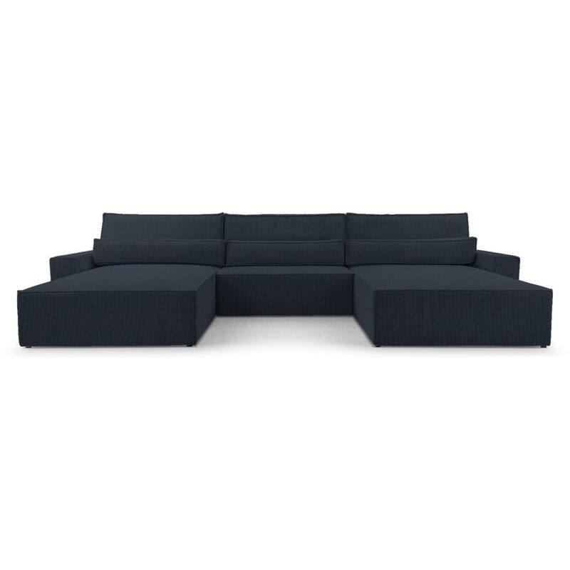 Eckcouch aus Cordstoff Ecksofa U-Form Cord Sofa Couch Polsterecke U-Sofa mit Bettkasten und Schlaffunktion -Wohnlandschaft denver u - Schwarz (Poso