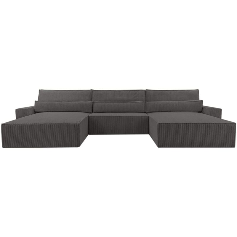 Eckcouch aus Cordstoff Ecksofa U-Form Cord Sofa Couch Polsterecke U-Sofa mit Bettkasten und Schlaffunktion -Wohnlandschaft denver u - Grau (Poso 60)