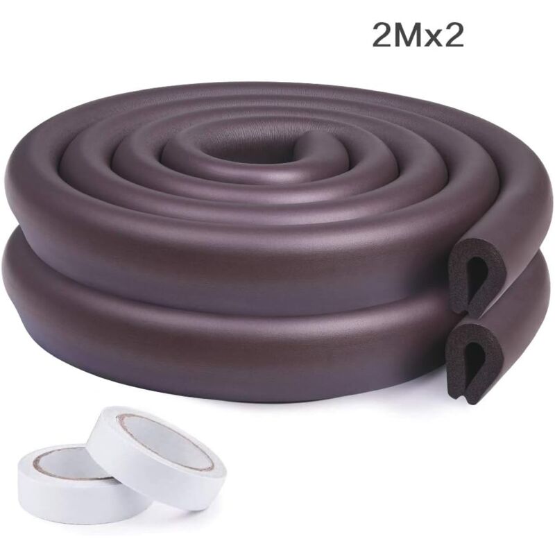 Fitags - Ecken- und Kantenschutz für Babys, 2 m x 2 Stück, Sicherheitsschaum-Schutzrolle, stoßfester Schaumstoff für Babys an Möbelecken und