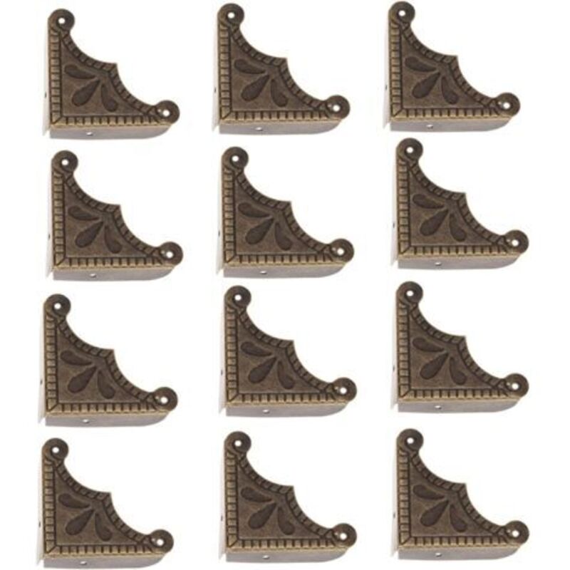 Eckenschutz 40 x 40 x 9 mm – 12 Stück Metallecken für Holzkisten – Eckenschutz-Zubehör für Kisten, Kartons, Möbel, Tische, Vintage-Retro-Antikbronze