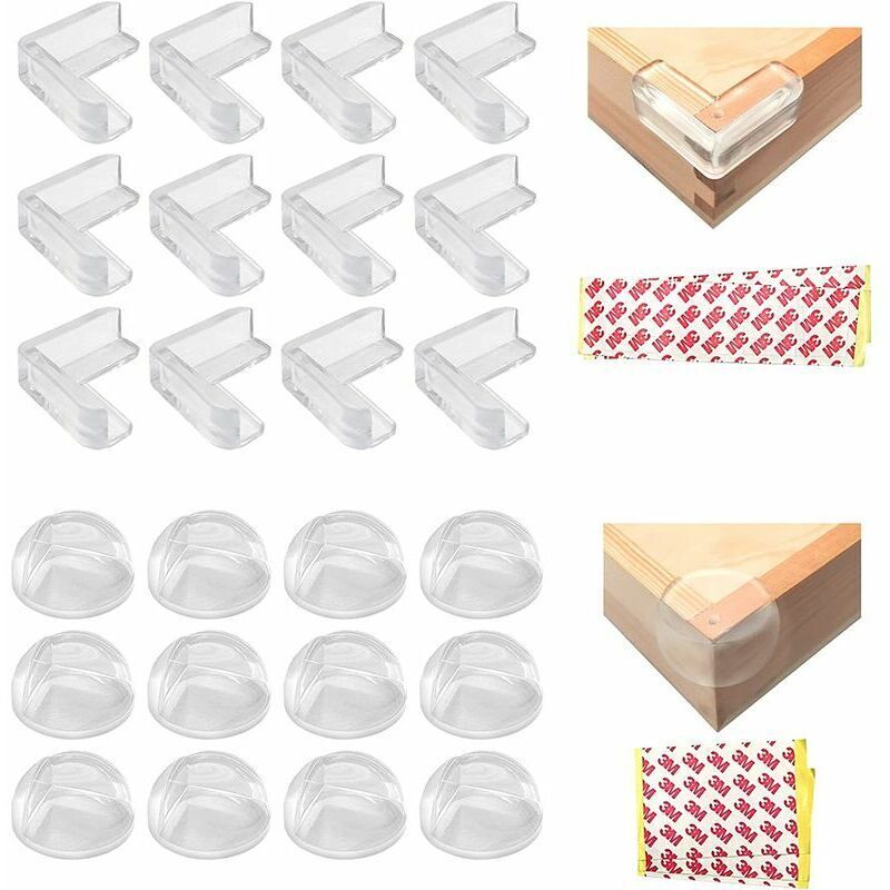Eckenschutz für Babys, 24 Stück transparente Eckenschützer für Kinder, Sicherheitseckenschützer für Babys mit verstärktem Klebstoff, für Tisch- und