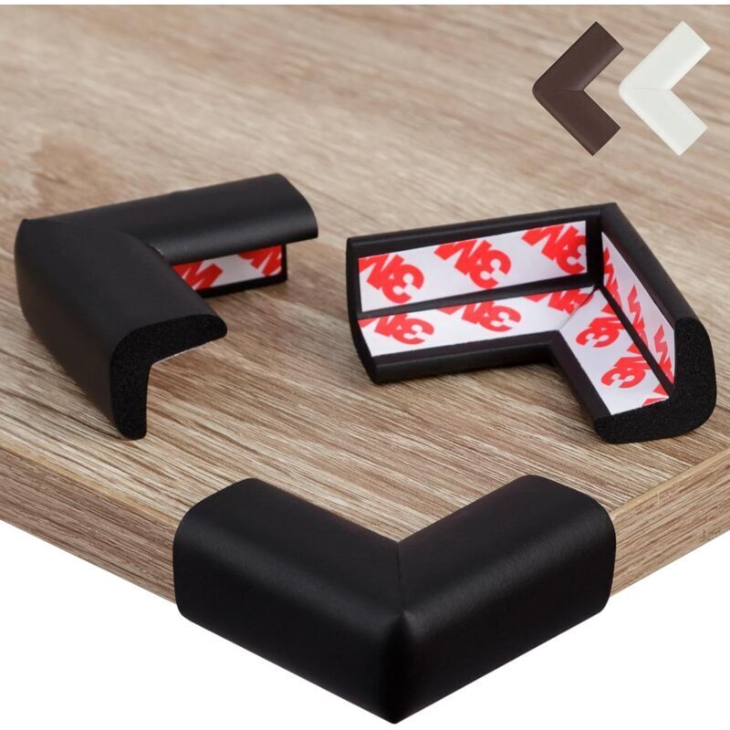 Eckenschutz für Babys – Selbstklebende Kindertischschoner – Stoßschutz für Babys und Kinder (Schwarz, 12 Stück)