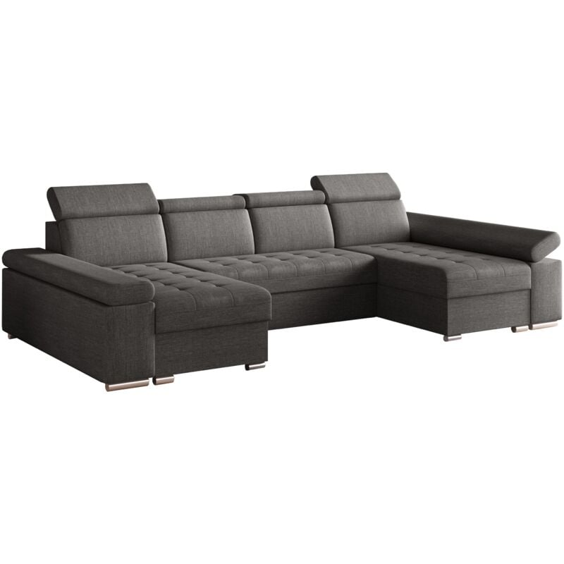 Ecksofa Couch für Wohnzimmer Schlafsofa Sofa verstellbare Kopfstütze U-Form Eckcouch Wohnlandschaft Polsterecke mit Schlaffunktion und Bettkasten