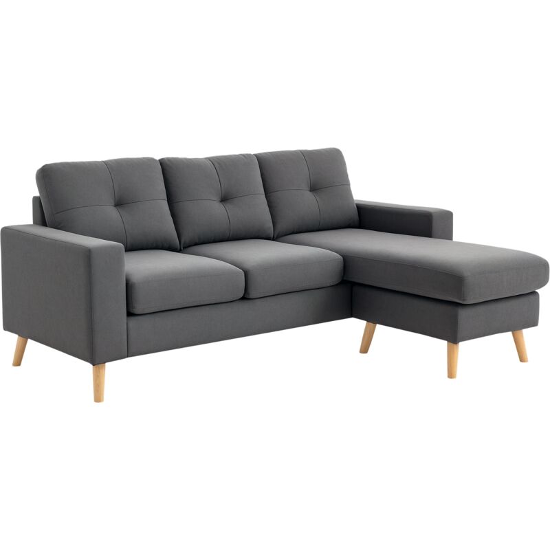 Homcom - Ecksofa Stoffsofa in L-Form, Couchgarnitur in Leinenoptik, Eckgarnitur mit Chaiselongue für 3 Personen, Eckcouch für Wohnzimmer, Dunkelgrau,