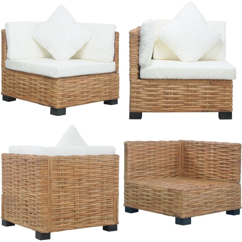 Ecksofa mit Kissen Natürliches Rattan - Ecksofa - Rattan Möbel - Wohnraum Dekoration - Lounge Möbel - Gemütlichkeit Im Wohnzimmer - Home & Living