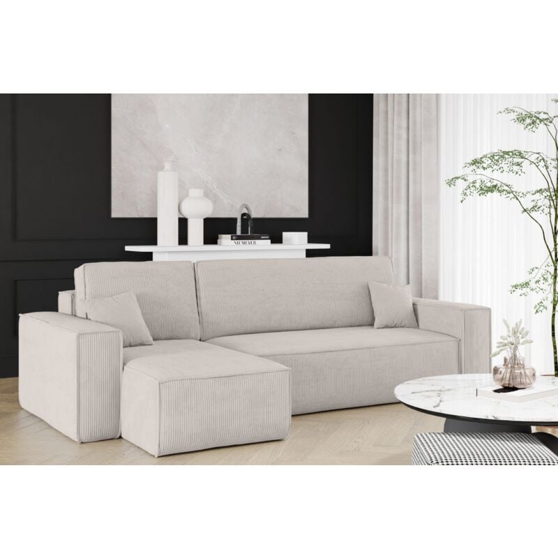 Kaiser - Ecksofa mit schlaffunktion und bettkasten, Eckcouch best stoff Poso Dicker Cord