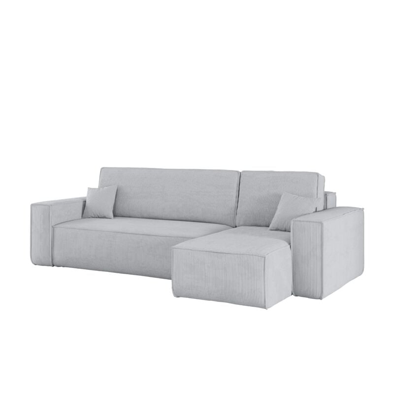 Ecksofa mit schlaffunktion und bettkasten, Eckcouch best stoff Poso Dicker Cord viele farben Grau Re
