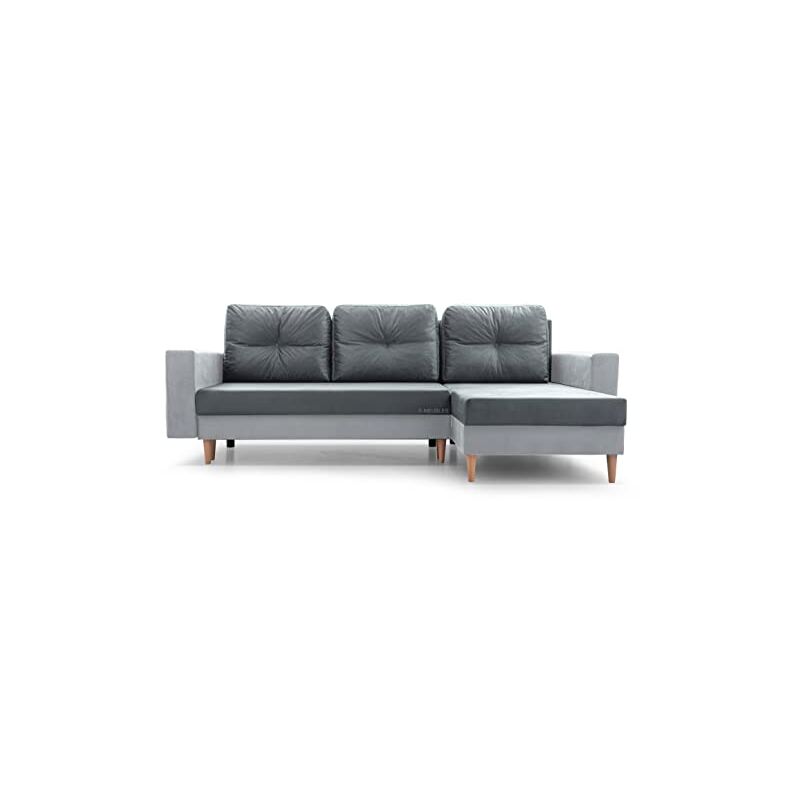 Ecksofa mit Schlaffunktion und Bettkasten universal Ottomane Couch für Wohnzimmer, Schlafsofa Gästebett Sofa Eckcouch L-Form 232x142x90 cm - carl