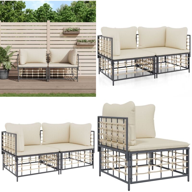 Ecksofas mit Kissen 2 Stk. Modular Poly Rattan - Eckbank - Outdoor Möbel - Gartenmöbel - Loungesessel - Balkonmöbel - Home & Living