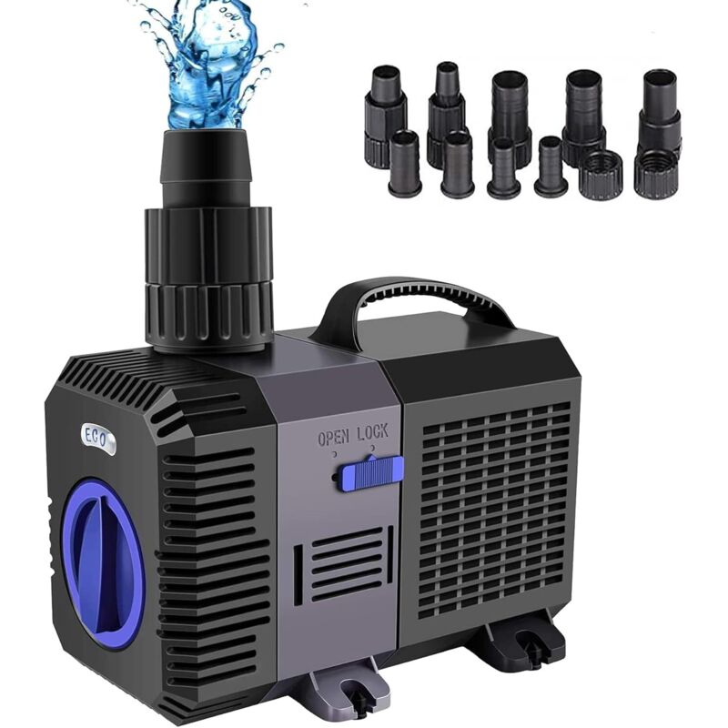Eco Teichpumpe Filterpumpe, Gartenteichpumpen Wasserpumpe Koiteich Bachlaufpumpe Teichpumpe 6000L/H 30W, Stille Aquarienpumpe Tauchpumpe,