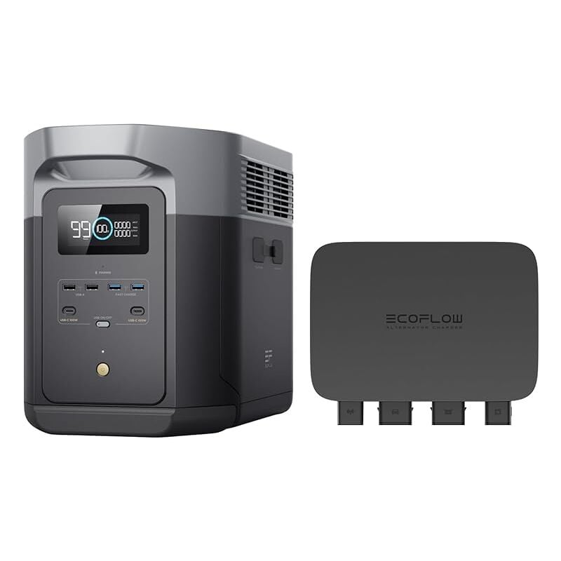 800W Batterieladegerät mit Delta 2 max Powerstation, 3-in-1 schnelles DC-DC-Ladegerät, Autobatteriepflege&Starthilfe, 8×schnelleres Laden als über