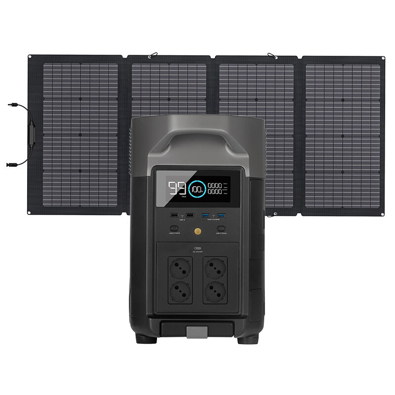 Ecoflow - Solargenerator Delta Pro 3,6 kWh/3600 w mit Solarpanel auf Balkon mit 400 w, tragbares Kraftwerk für Haus, Camping, Camping im Freien,