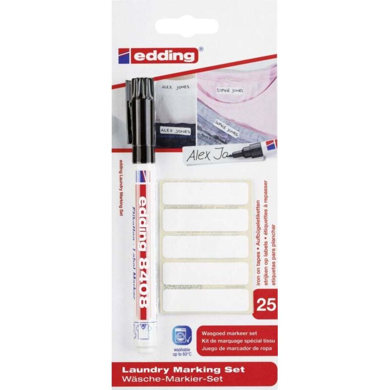 Edding - 8408 Wäsche-Markier-Set mit 25 Aufbügeletiketten Häusliche Krankenpflege