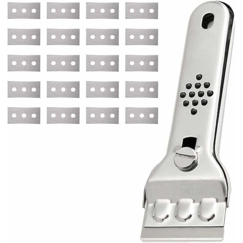 Edelstahl Ceranfeldschaber Glasschaber Induktionsherdschaber Ceranfeld Farbschaber Ceranfeldschaber mit 20 Klingen, für Fenster/Spiegel