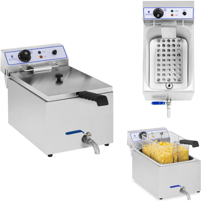 Royal Catering - Elektrische Profi Fritteuse Edelstahl Gastro Fritöse Kapazität 17 l 2000 w