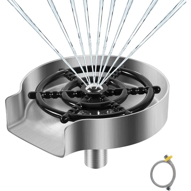 Rince Verre en Acier Inoxydable, Accessoires pour Evier de Cuisine, Rondelle en Métal, Rince Verre Evier, Nettoyeur Verre, Accessoires de Cuisine,
