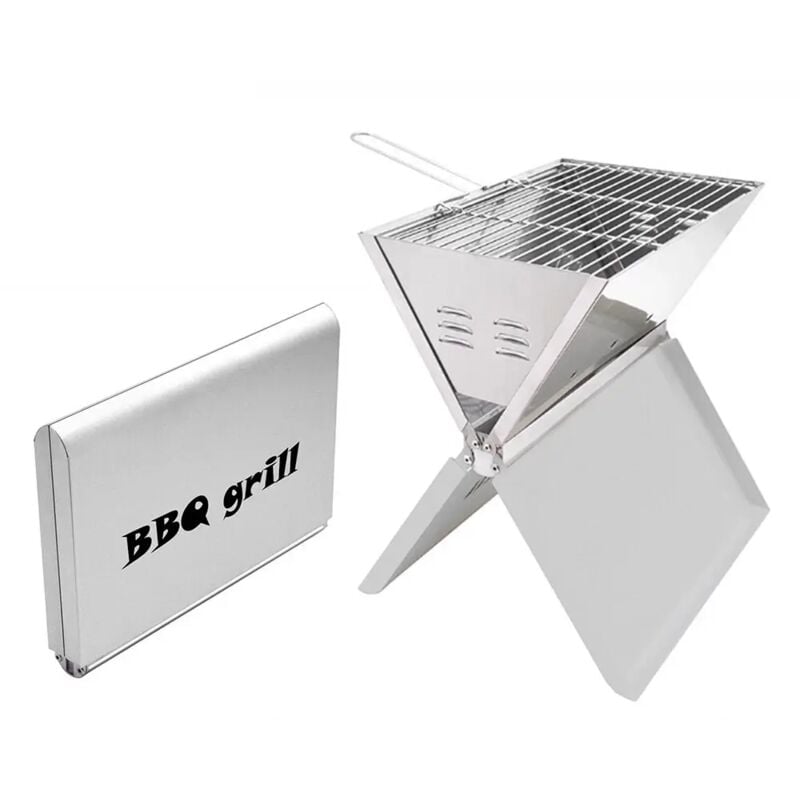 Edelstahl Holzkohlegrill, Klappgrill Outdoor bbq Grills, Portable Campinggrill, Standgrill Camping bbq Grill Outdoor Rauch für Garten Camping