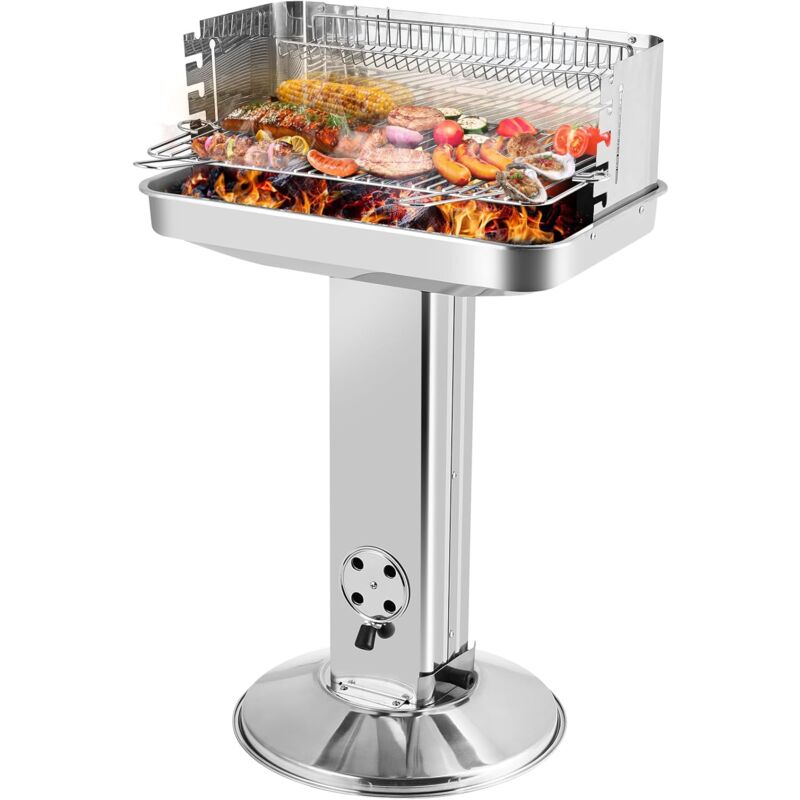 Edelstahl Holzkohlegrill Säulengrill Trichtergrill Standgrill Holzkohle Grill BBQ für Camping Garten