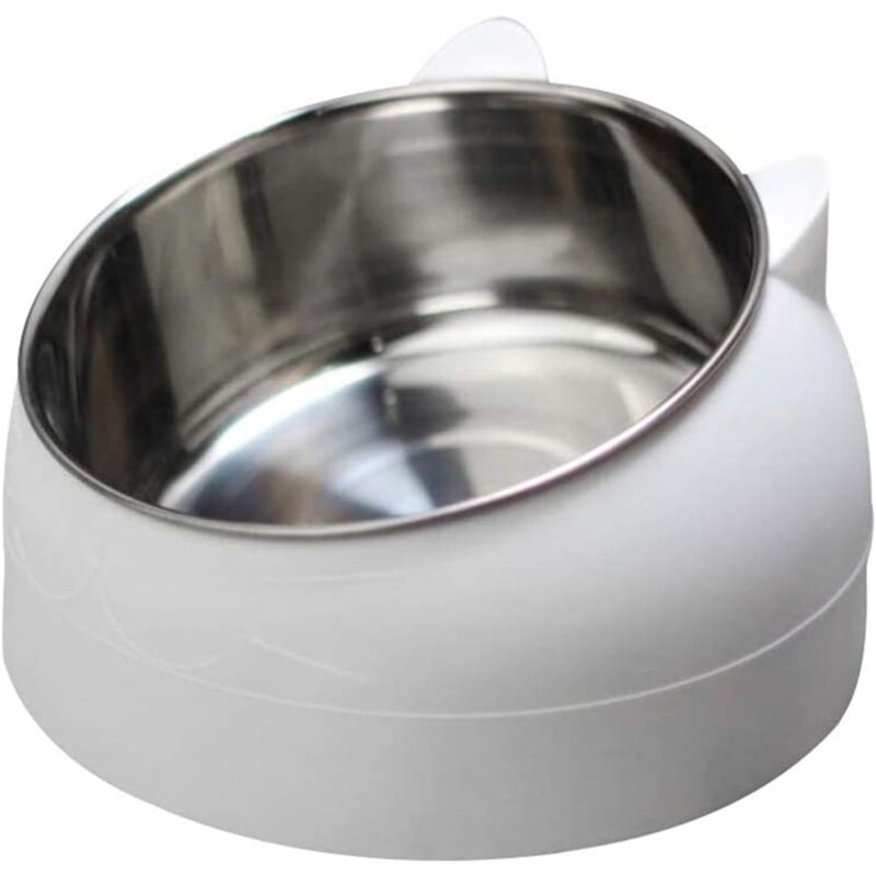 Edelstahl-Katzennapf, Katzenwassernapf, multifunktionaler Katzenfutter- und Wassernapf, weiß, 200 ml