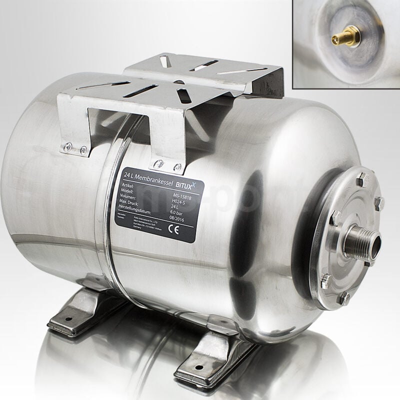Edelstahl Membrankessel 24L Druckkessel Hauswasserwerk inkl. Membran