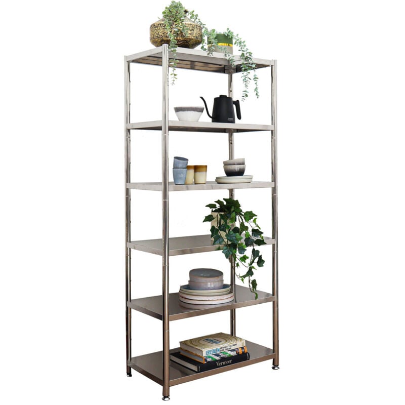 Edelstahl Regal bis 240kg - 6 Ebenen Schwerlastregal 74x41x170 Metallregal Küche