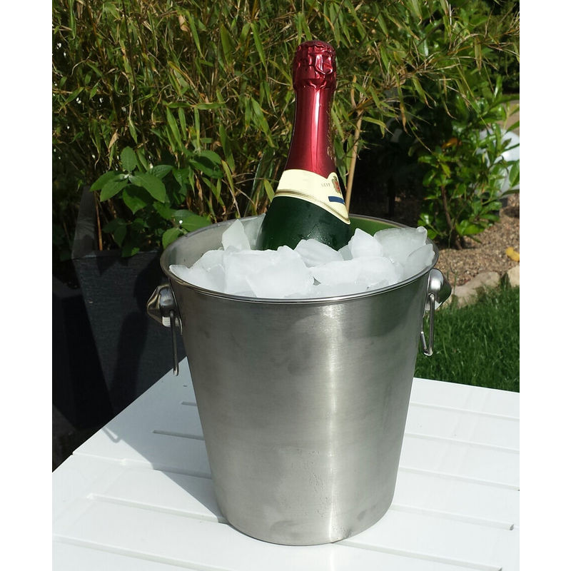 Edelstahl Sektkühler matt - 20 cm - Champagnerschale Eiskübel Getränkekühler elegant - mit Griffringen