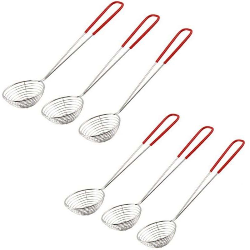 Edelstahl-Sieb mit langem Griff, feinmaschig, Edelstahl-Sieblöffel für heiße Töpfe, Küchenlöffel mit langem Griff