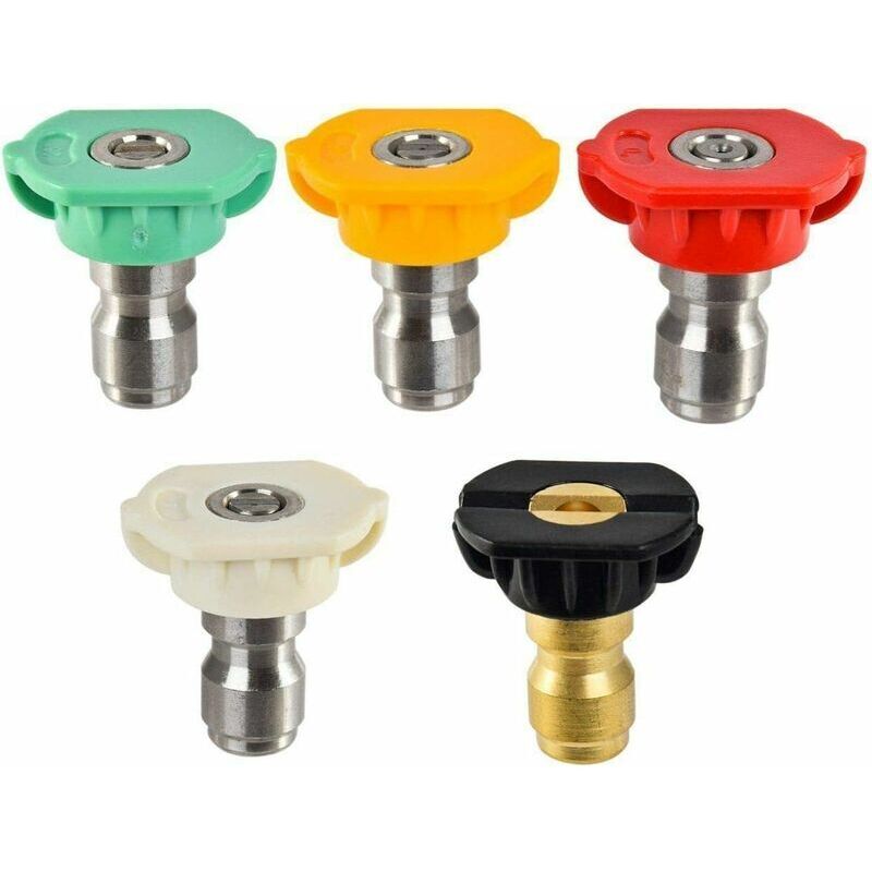 Edelstahl Sprühdüsenaufsätze für Hochdruckreiniger, Schnellverschluss 1/4 Zoll, Hochdruckreiniger-Teile mit mehreren Winkeln