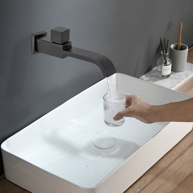 Edelstahl Wandmontage Waschtischarmatur Bad Armatur Armatur Kaltwasser Schwarz