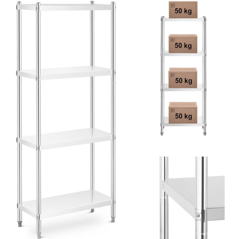 Royal Catering - Edelstahlregal 70x40x180 cm Küchenregal Gastroregal Schwerlastregal Lagerregal